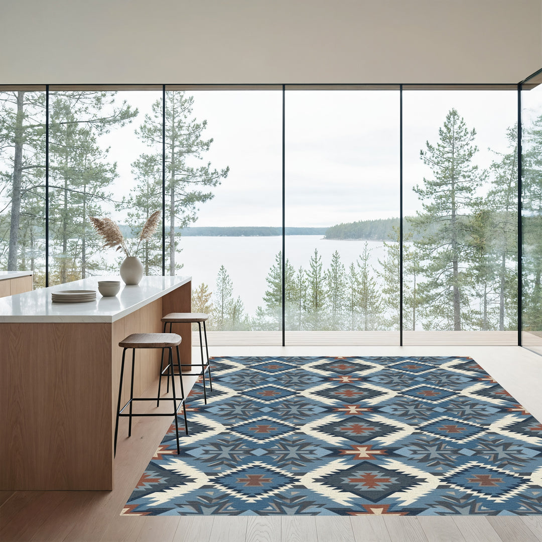 Navajo Inspired Geometric Diamond Rug