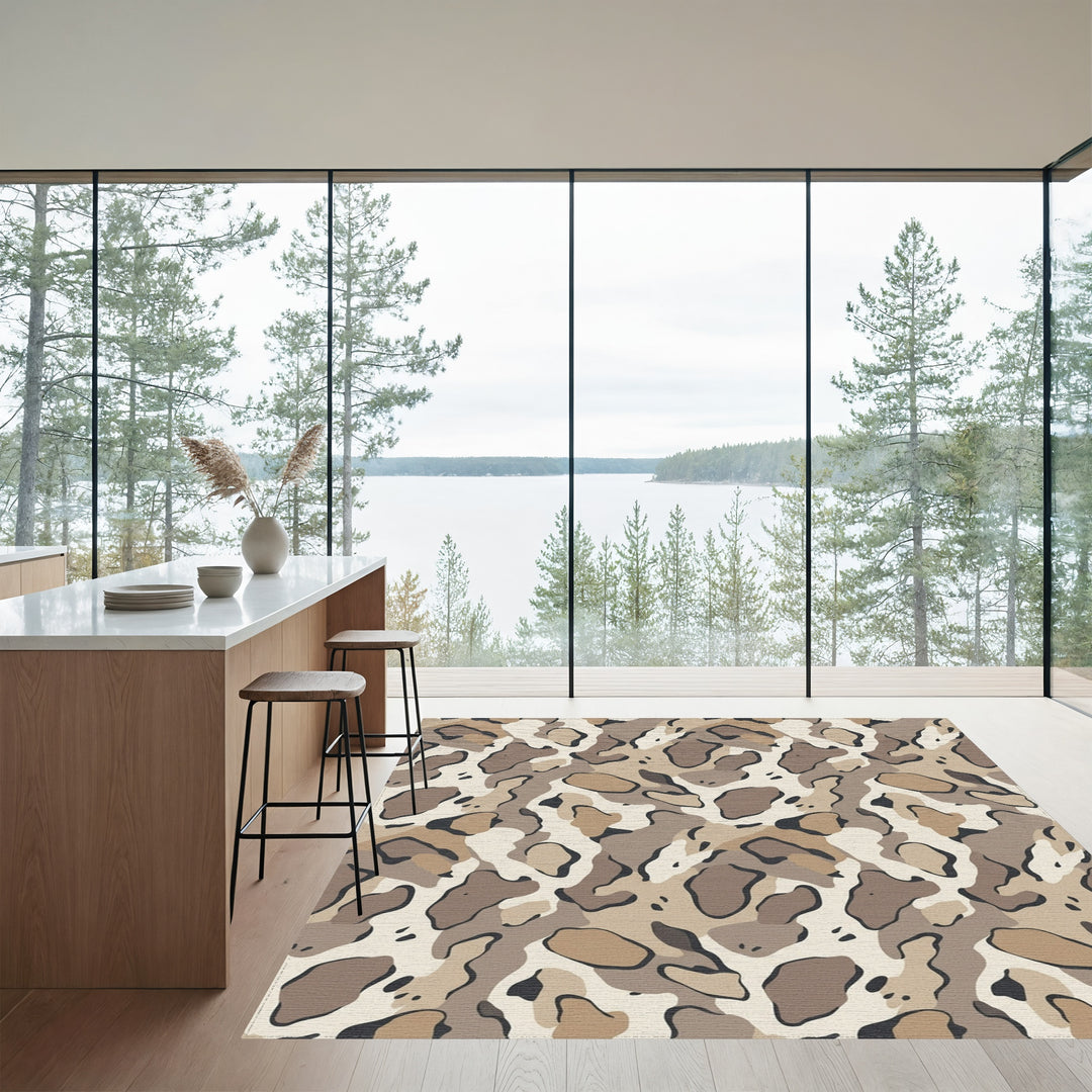 Desert Camouflage Abstract Shapes Rug