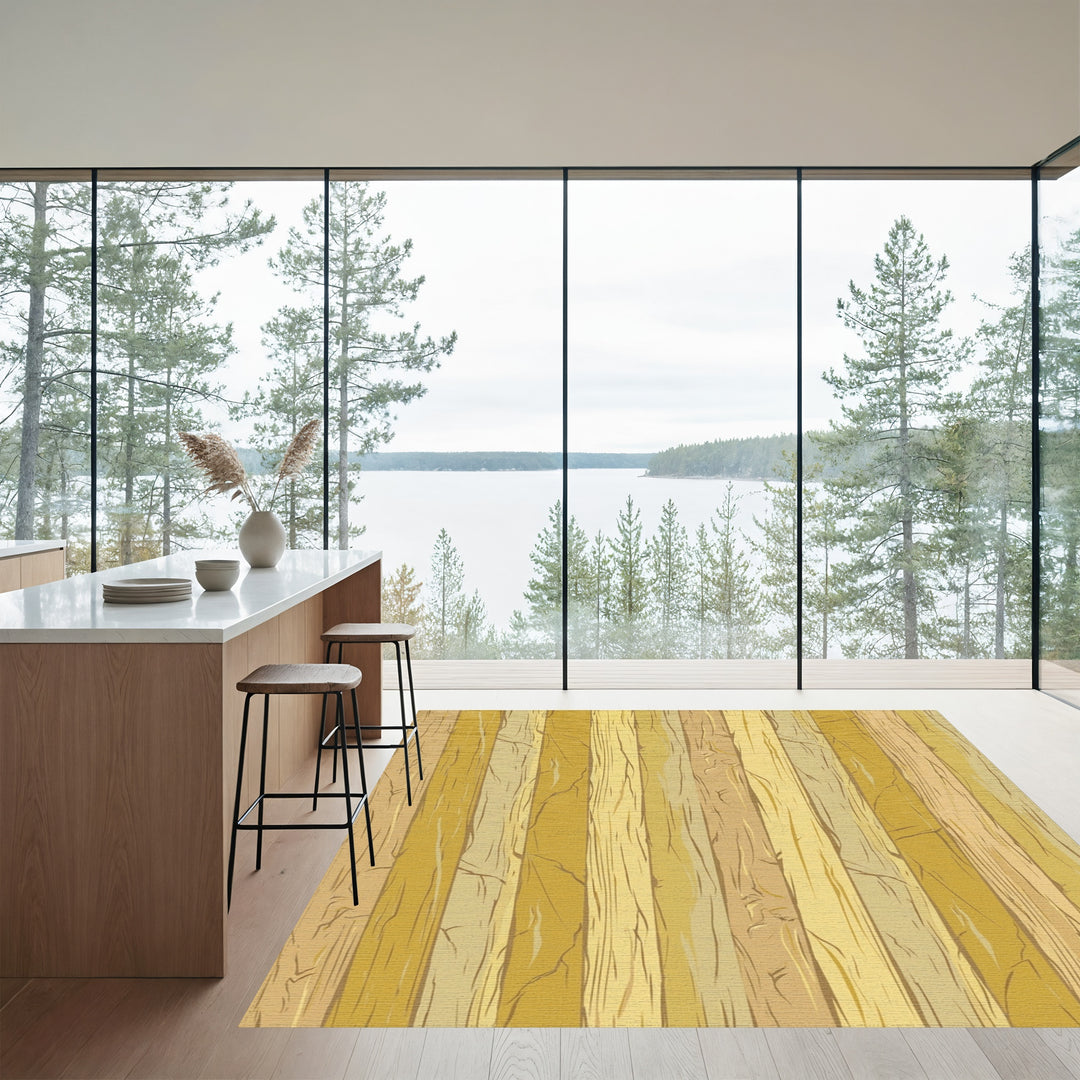 Natural Wood Grain Vertical Stripe Rug