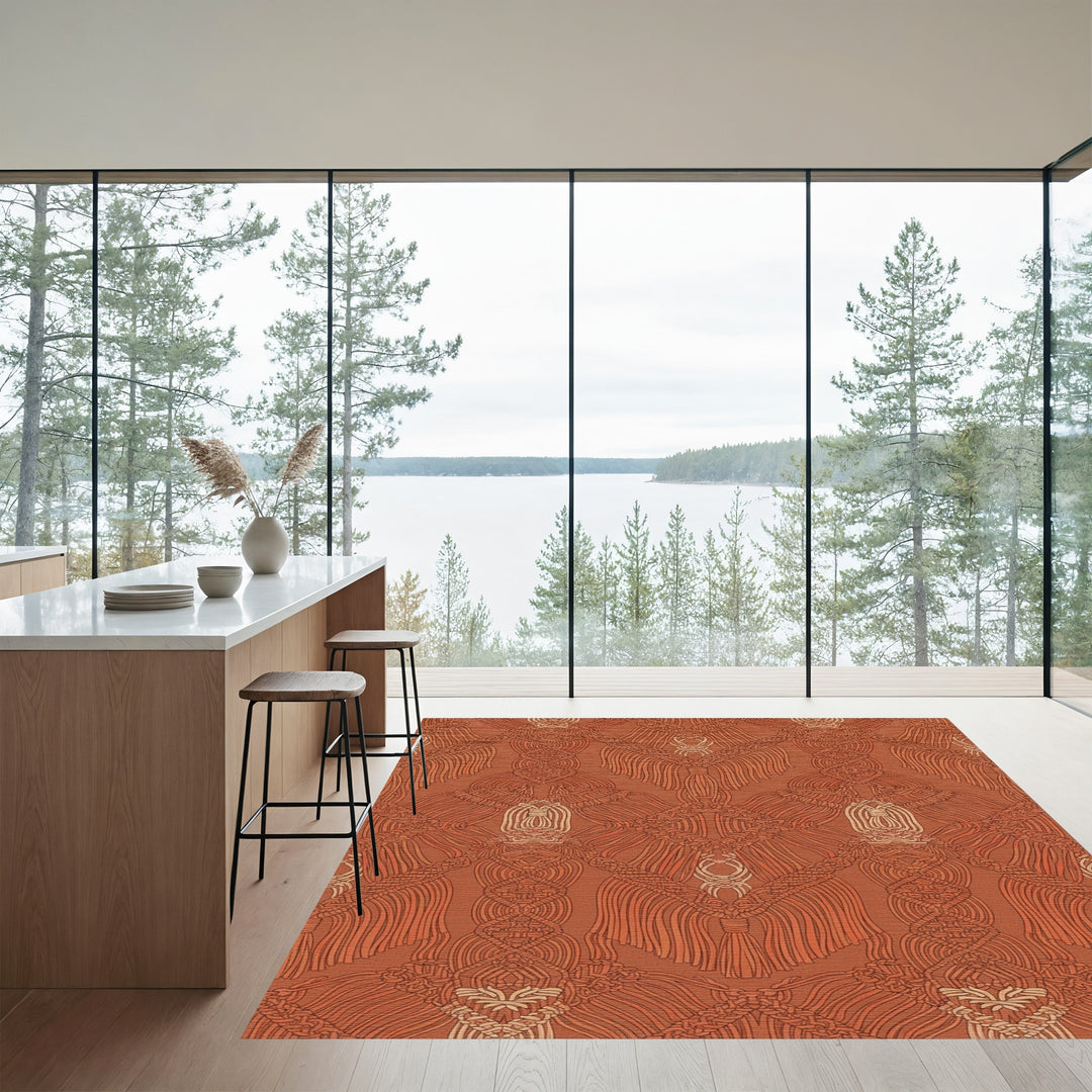 Earthy Terracotta Macrame Tassel Weave Rug