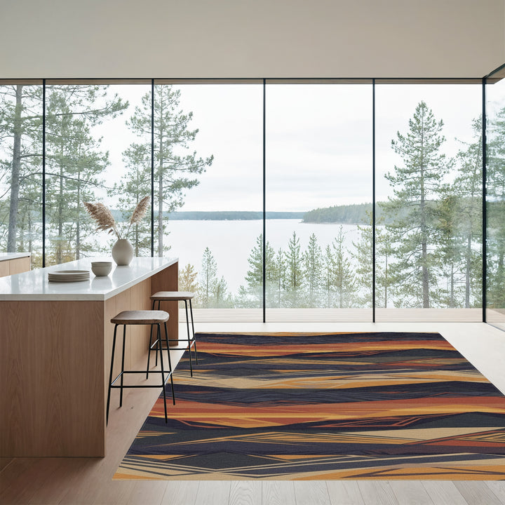 Earthy Canyon Landscape Abstract Layers Rug