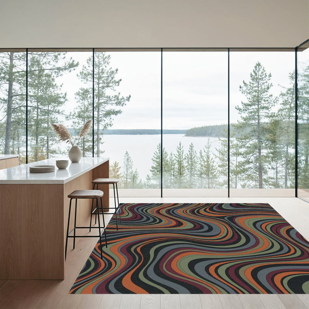 Earthy Swirls Wavy Stripe Rug