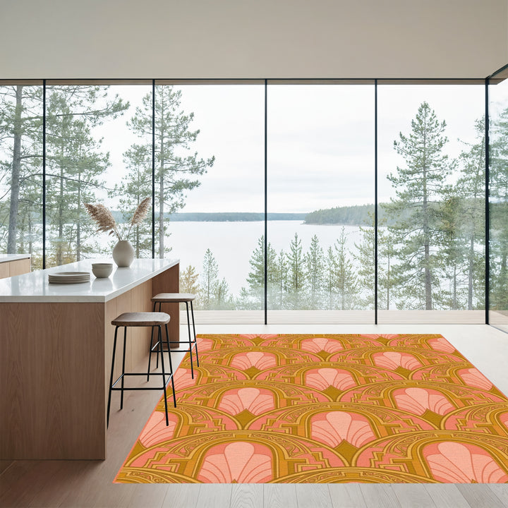 Art Deco Geometric Fan Shell Rug
