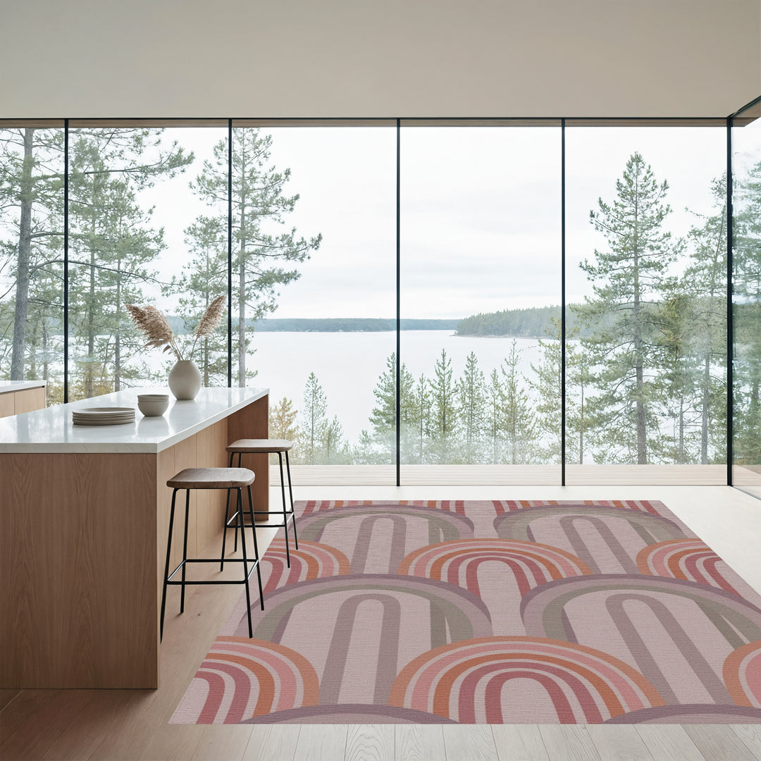 Mauve and Orange Archway Rainbow Rug