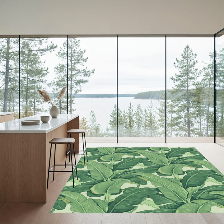 Verdant Banana Leaf Garland Rug