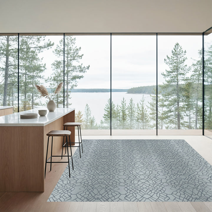 Cool Gray Cracked Texture Rug