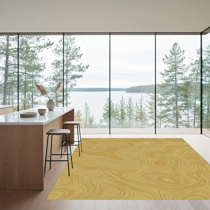 Golden Topographic Contour Rug