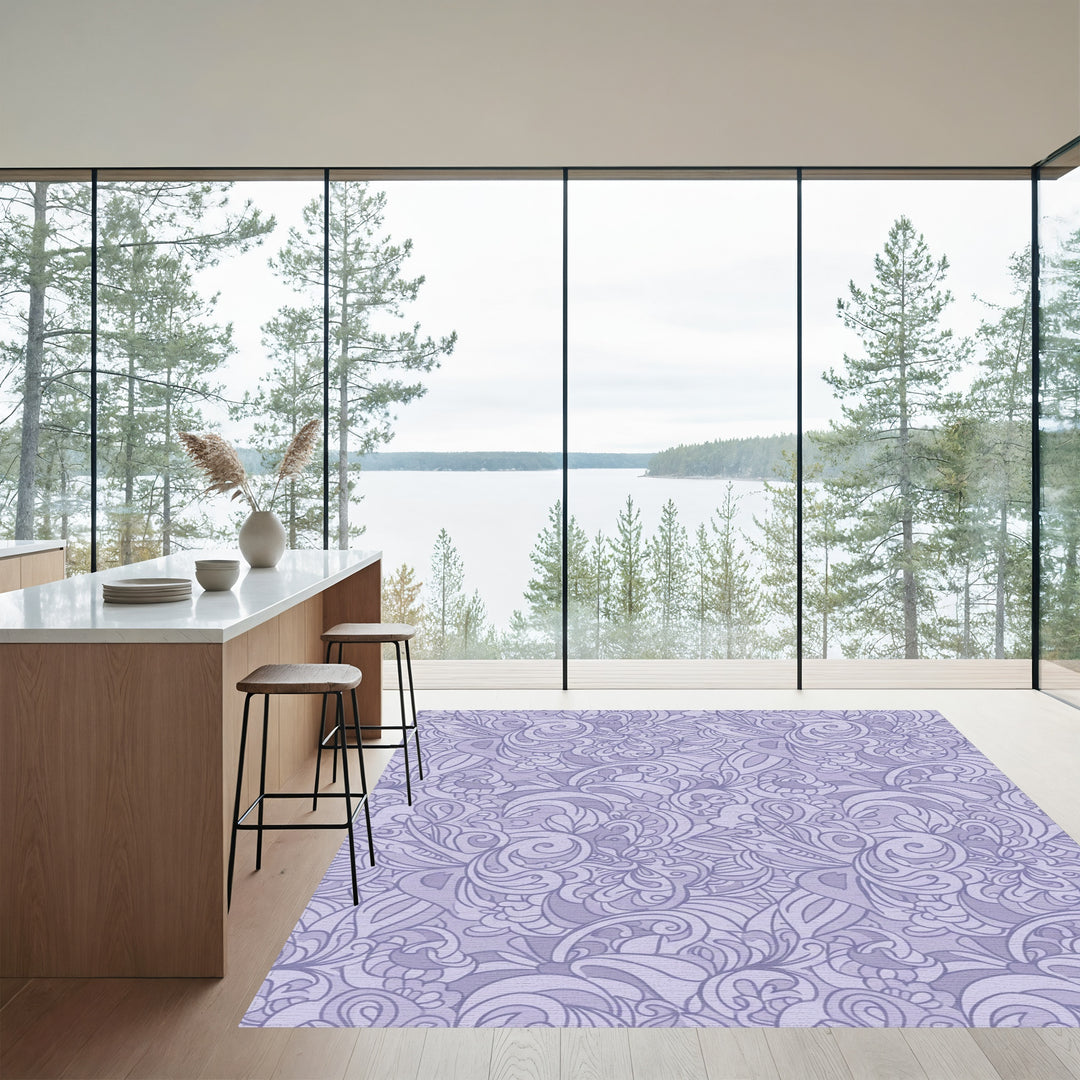 Soft Lavender Flourishing Swirls Rug