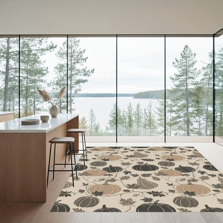 Autumn Pumpkin Vine Swirl Rug