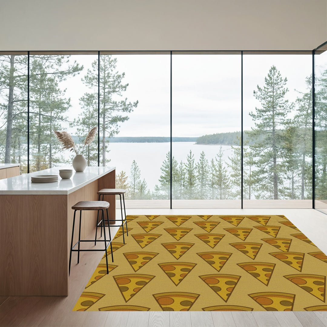 Golden Brown Pepperoni Pizza Slices Rug
