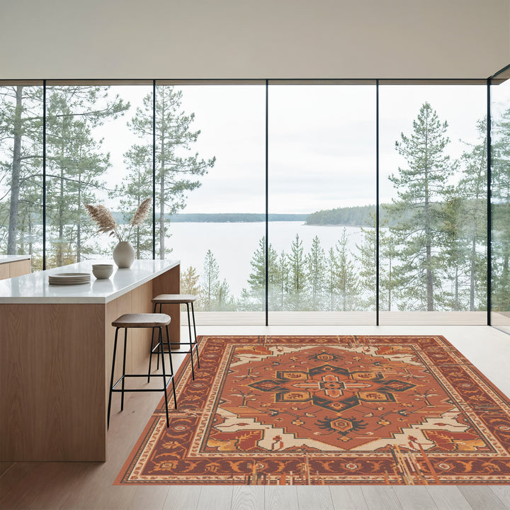 Rustic Tones Medallion Pixel Art Rug