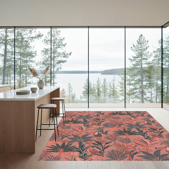 Tropical Birds and Lush Foliage Rug