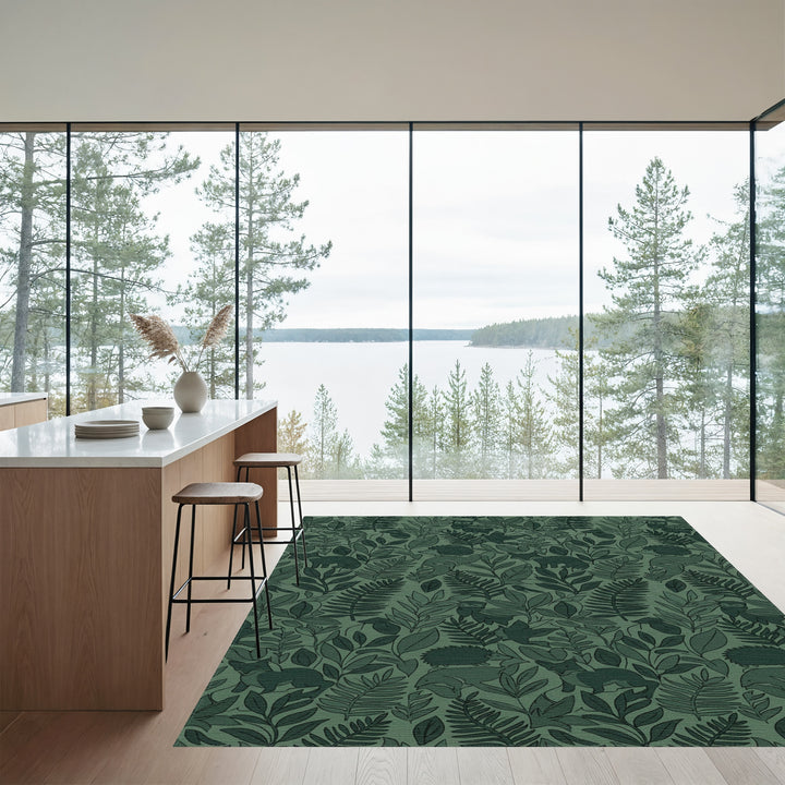 Forest Woodland Creatures Green Landscape Rug