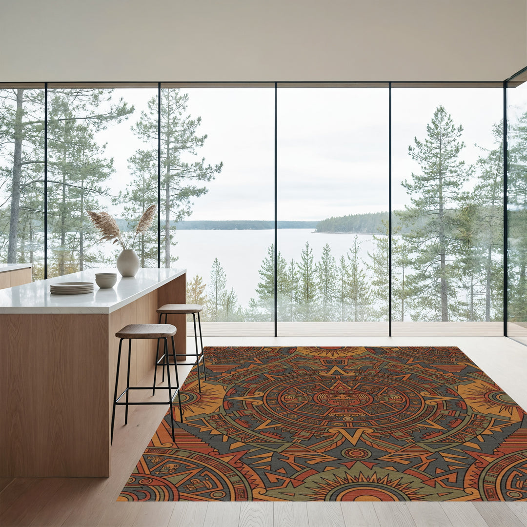 Earth Tones Sun Stone Calendar Rug