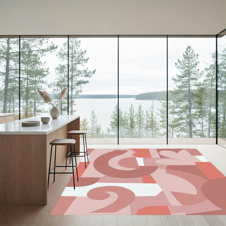 Terra Cotta Abstract Organic Shapes Rug