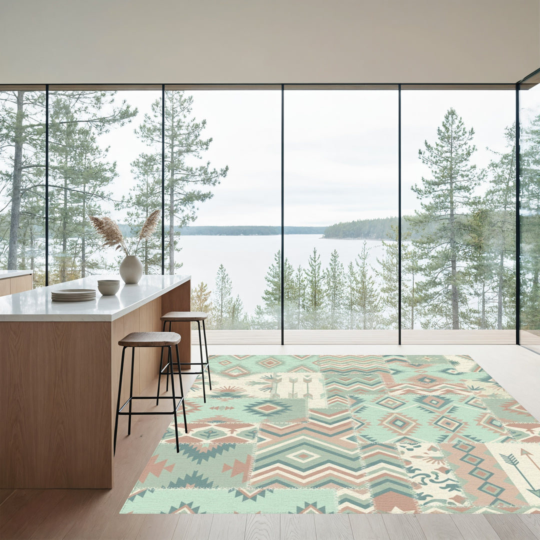 Pastel Tribal Patchwork Geometric Accent Rug