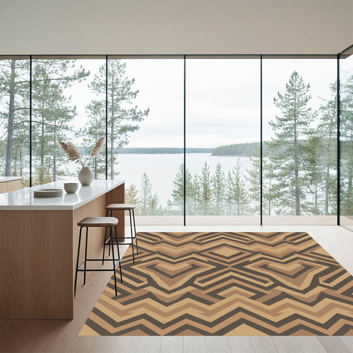 Earthy Geometric Chevron Diamond Rug
