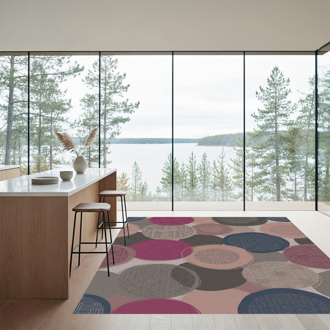 Muted Circles Textured Collage Rug