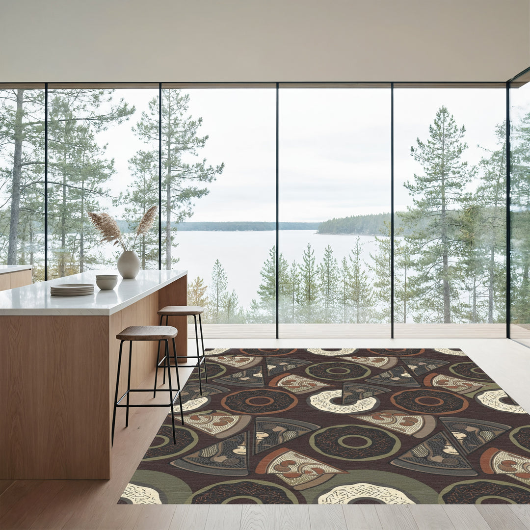 Earthy Donut Pizza Slices Collection Rug