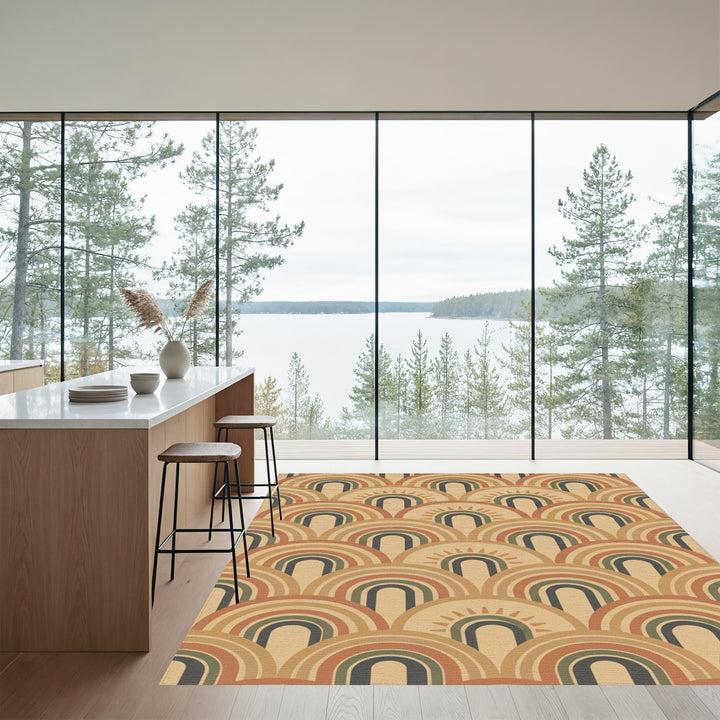 Earthy Tone Rainbow Sunburst Rug