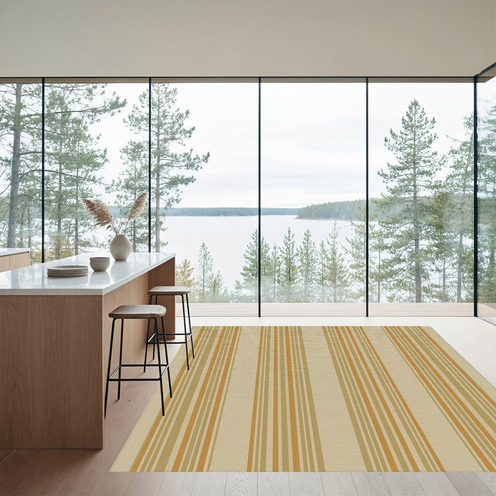 Earthy Beige Vertical Stripe Rug