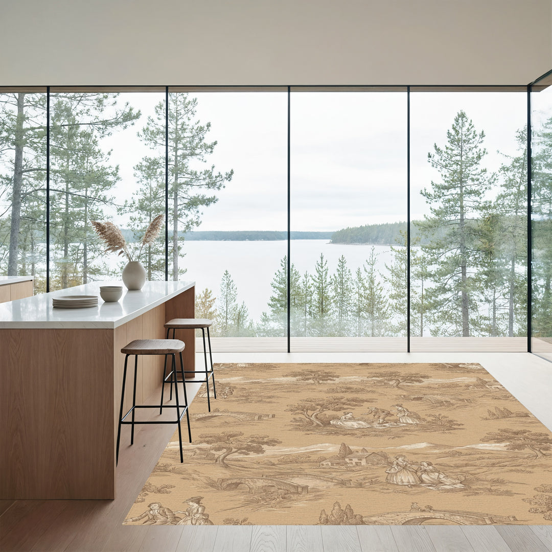 Pastoral Landscape With Figures And Bridges Rug