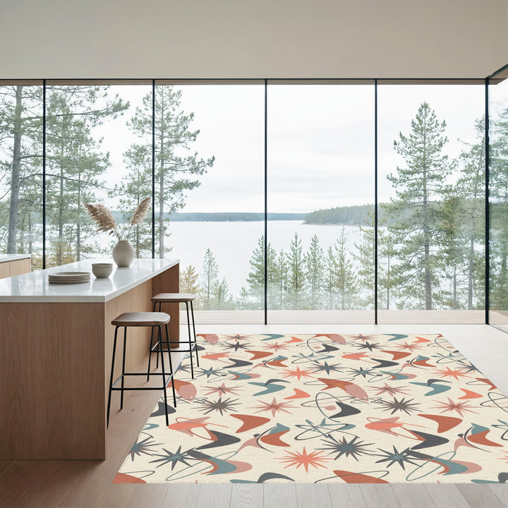 Retro Atomic Starburst Boomerang Rug