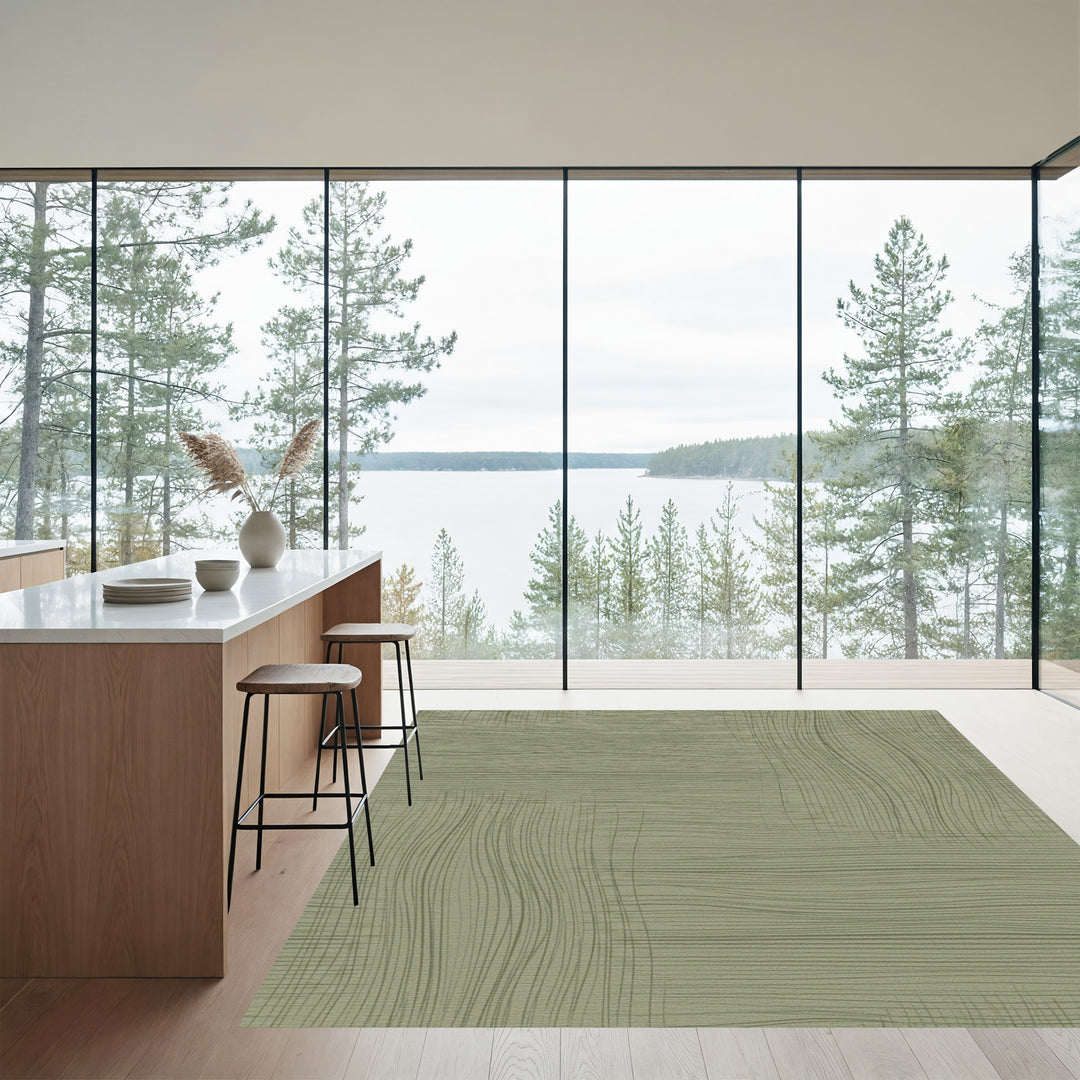 Earthy Green Woven Stripe Rug