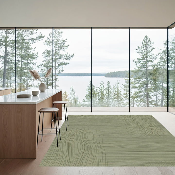 Earthy Green Woven Stripe Rug