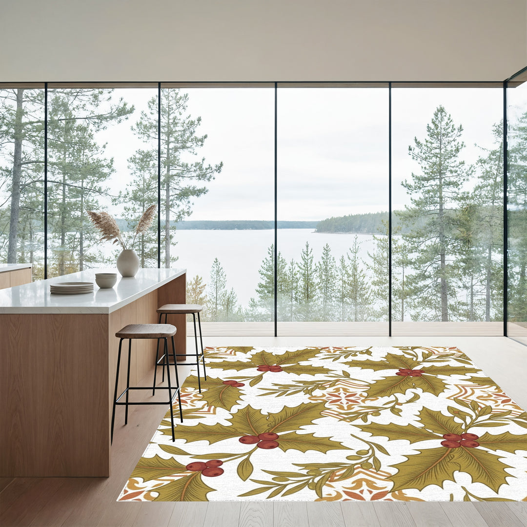 Olive Holly with Terracotta Tile Accent Rug