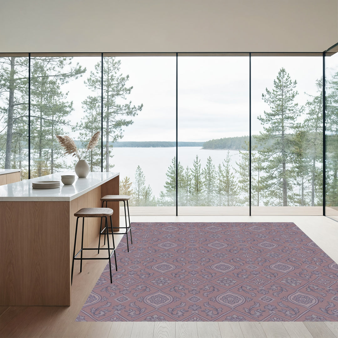 Dusty Rose Medallion Vine Repeat Rug