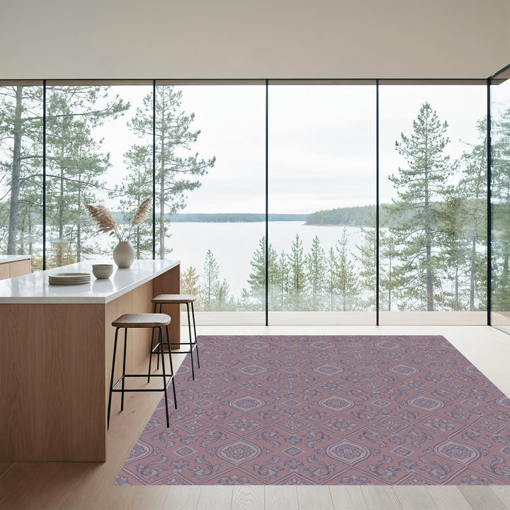 Dusty Rose Medallion Vine Repeat Rug
