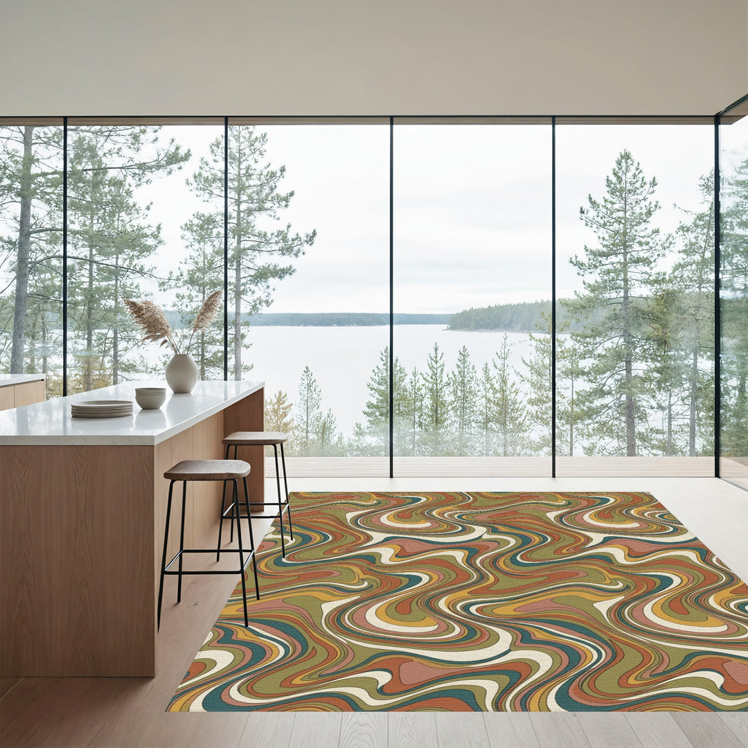 Earthy Tone Swirl Abstract Rug