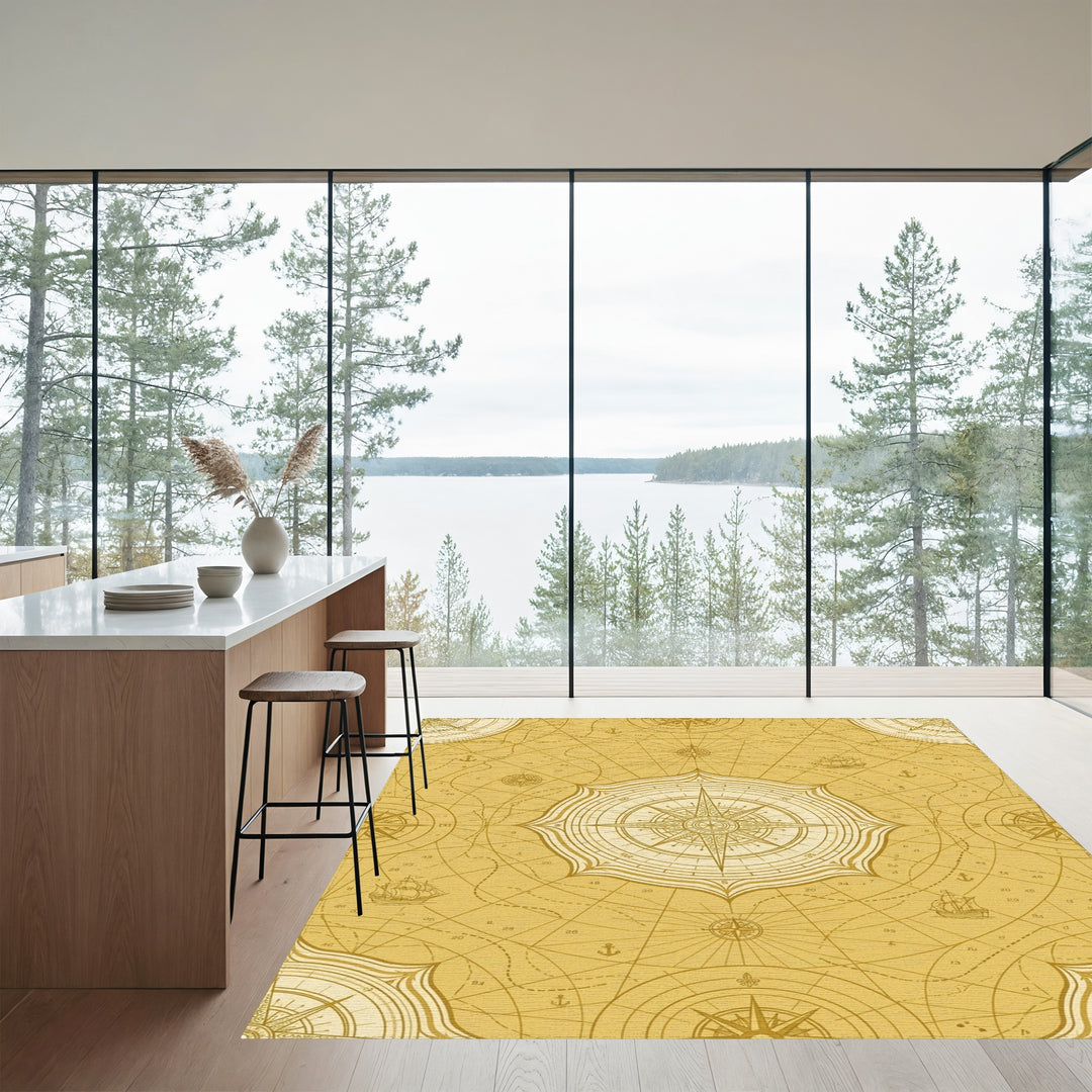 Nautical Compass Antique Map Rug