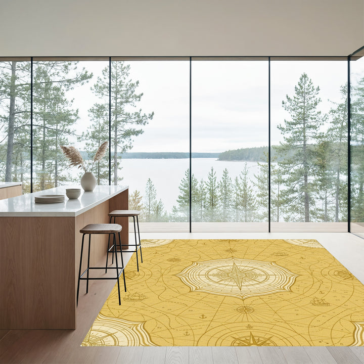 Nautical Compass Antique Map Rug