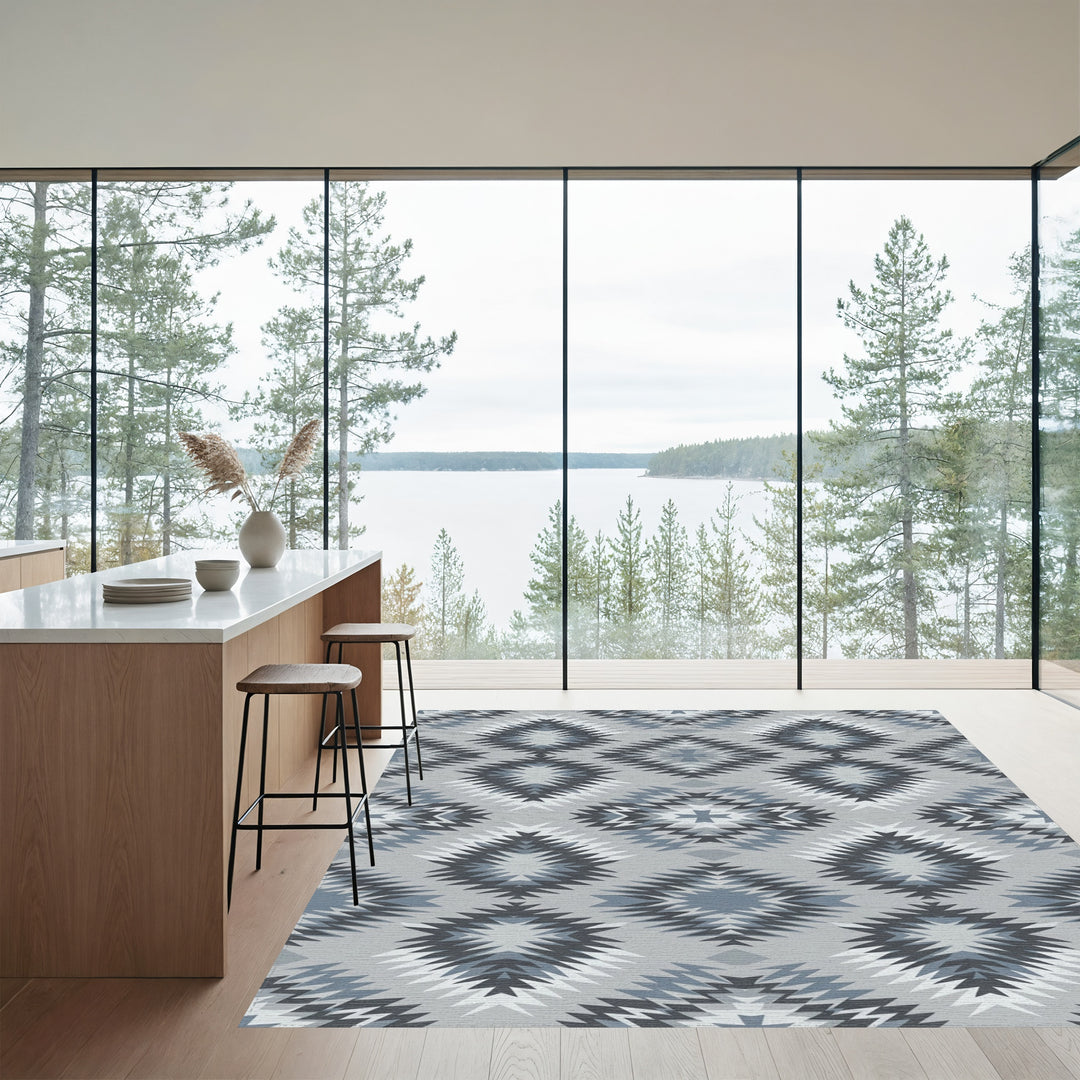 Gray Diamond Aztec Geometric Rug