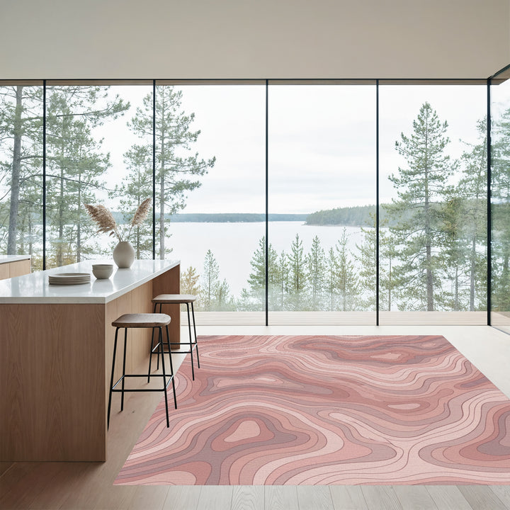 Blush Contour Topographic Waves Rug