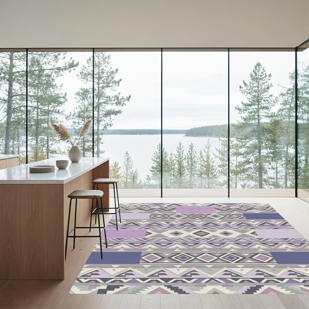 Pastel Geometric Tribal Stripe Rug