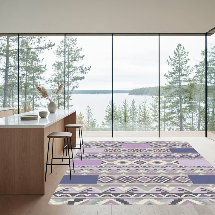 Pastel Geometric Tribal Stripe Rug