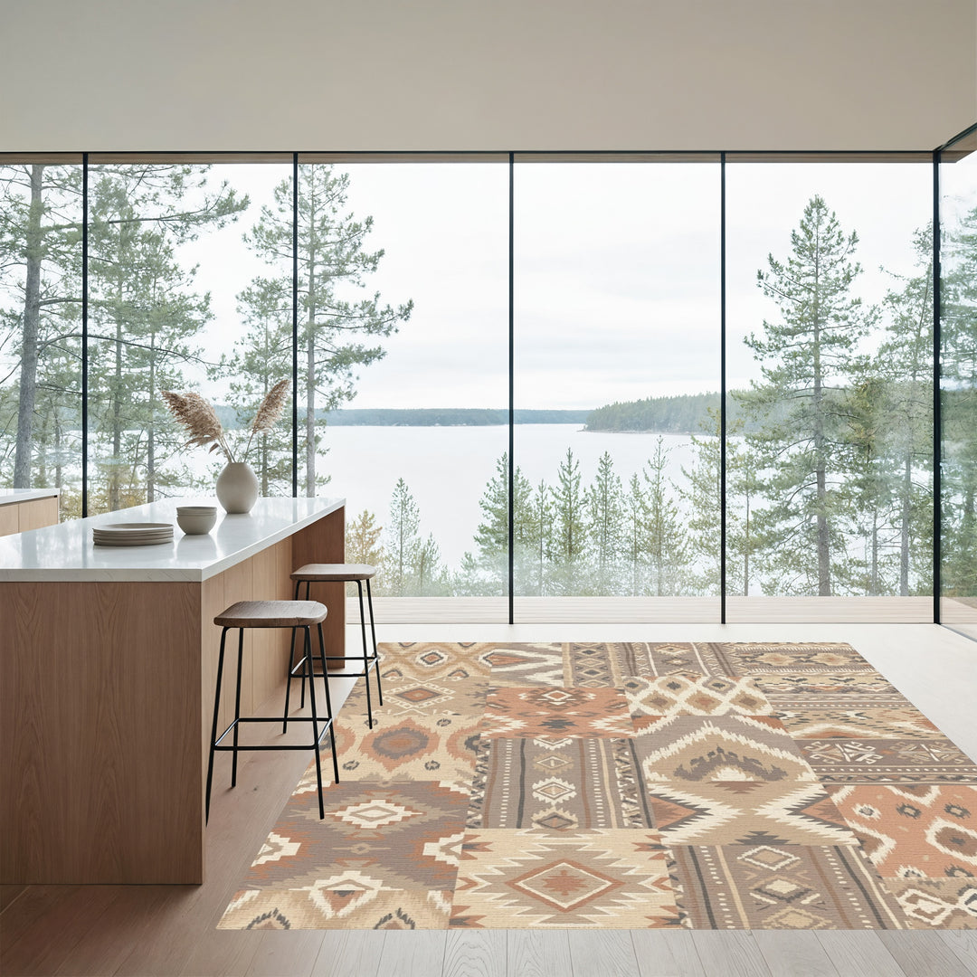 Earthy Patchwork Tribal Diamonds Rug