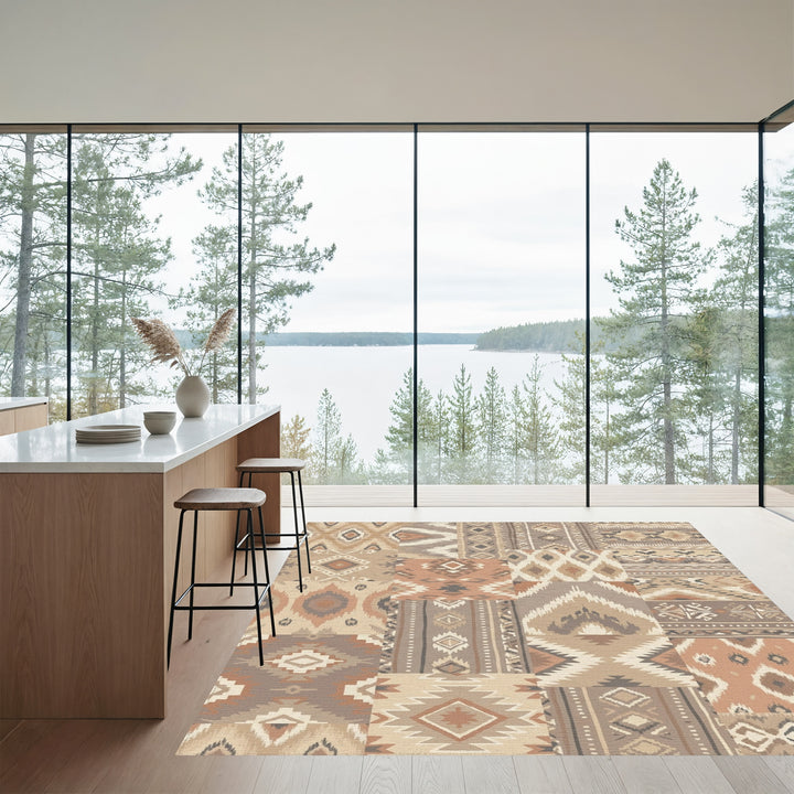 Earthy Patchwork Tribal Diamonds Rug