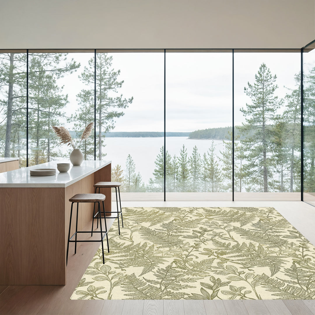 Vintage Fern Foliage Sketch Rug