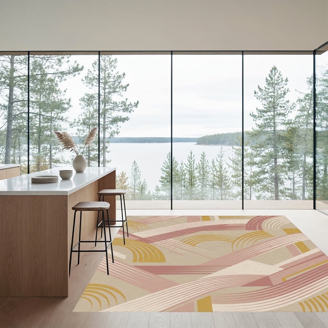 Mid Century Abstract Arcs Rug
