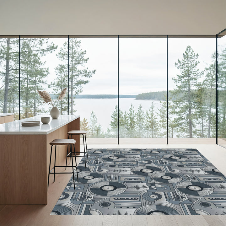 Retro Vintage Cassette Vinyl Soundwave Rug