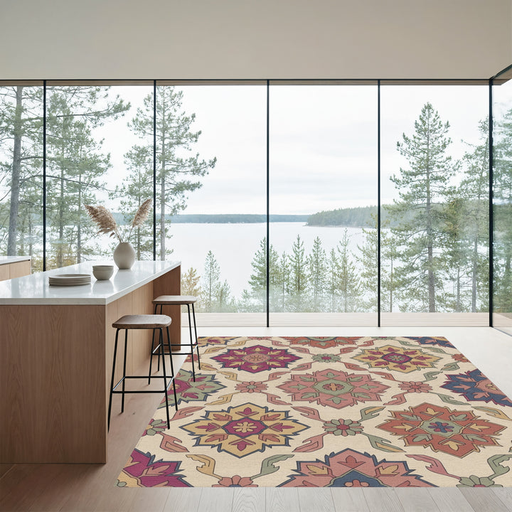 Rich Jewel Tone Medallion Garden Rug