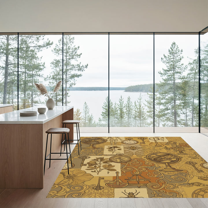 Vintage Sepia Botanical Assemblage Rug