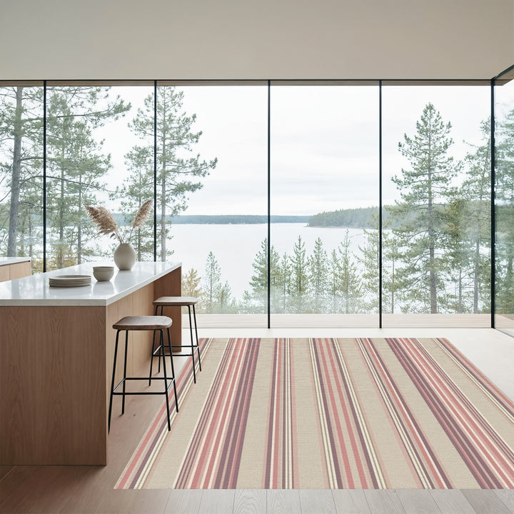 Vintage Muted Mauve Striped Rug