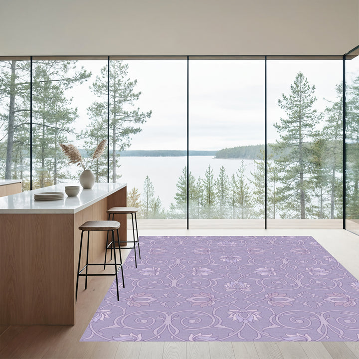 Lila Floral Scroll Swirl Rug