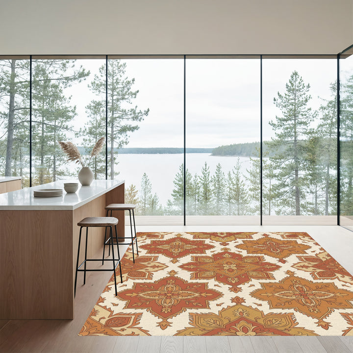 Earthy Tone Ornate Medallion Rug