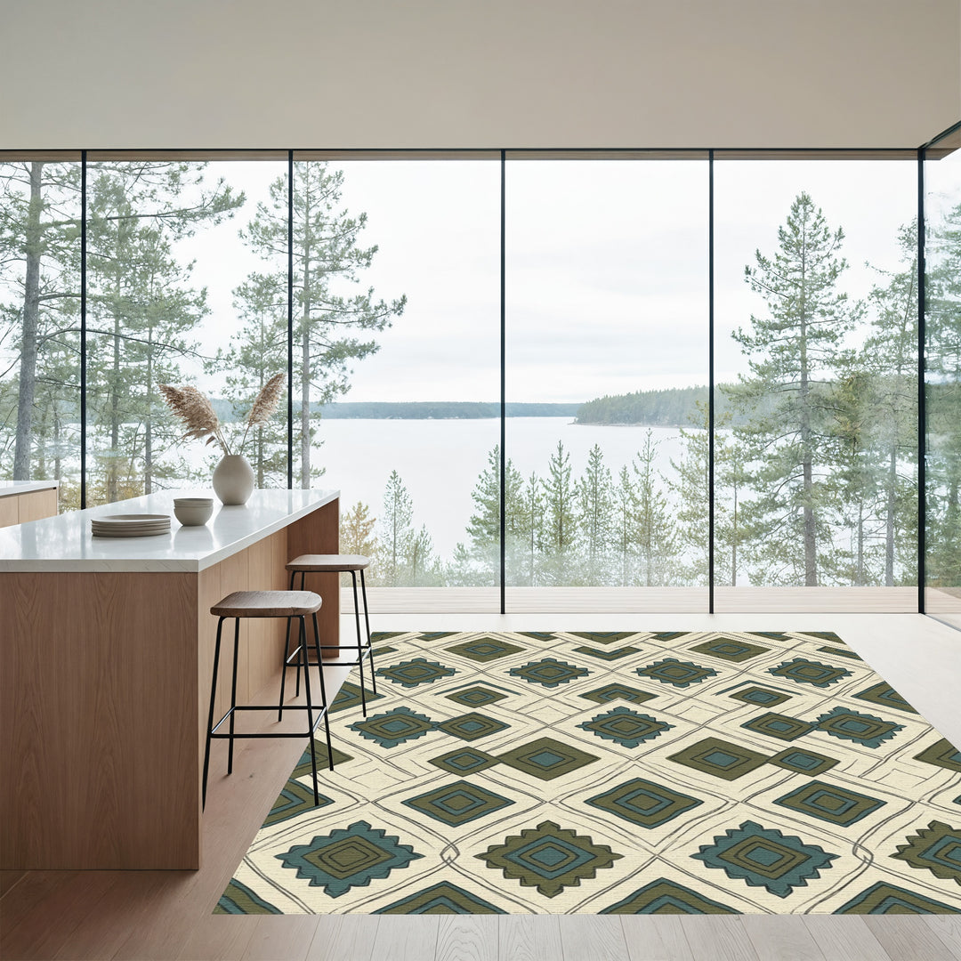 Earth Tones Diamond Geometric Rug